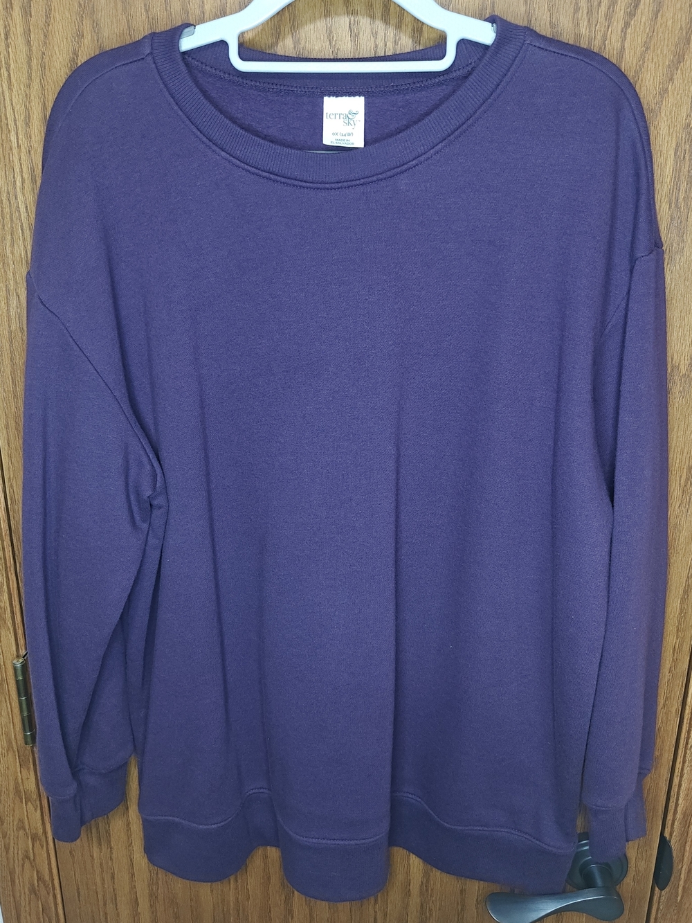Women's Terra & Sky Purple Crewneck Sweatshirt, Size 0X